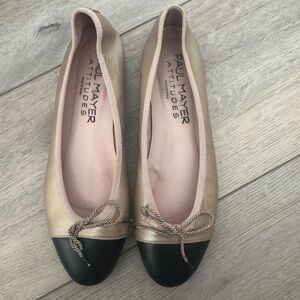 Paul Mayer Black and Gold Ballet Flats